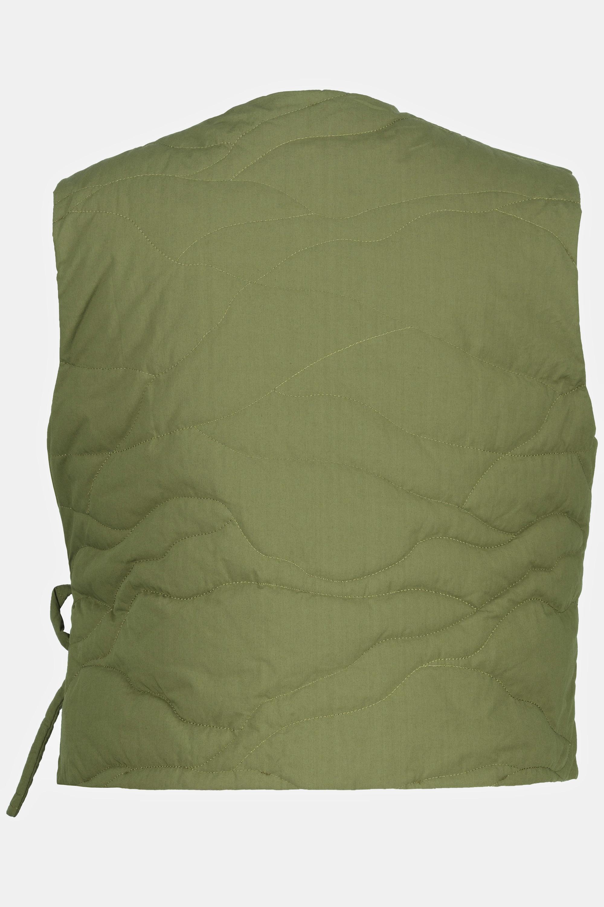 Ulla Popken  Gilet matelassé, col en V, cordon, coton bio 