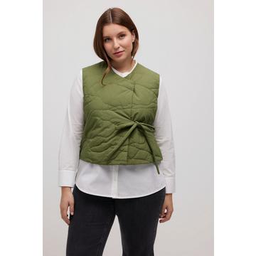 Gilet matelassé, col en V, cordon, coton bio