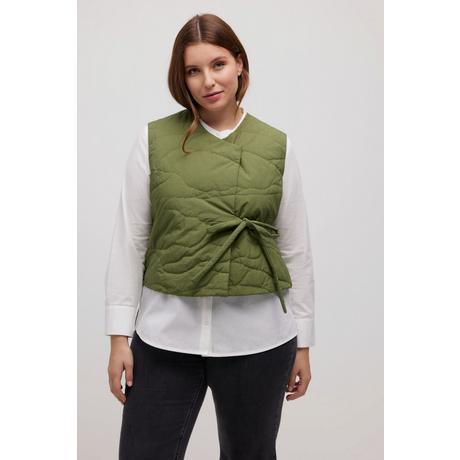 Ulla Popken  Gilet matelassé, col en V, cordon, coton bio 