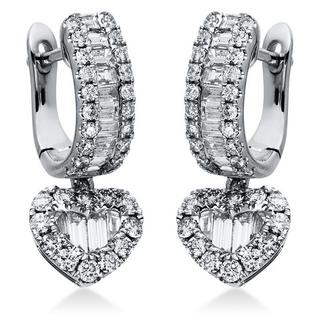 MUAU Schmuck  Boucles d'oreilles en or blanc 750/18K, diamant en forme de cÅ“ur 1ct. 