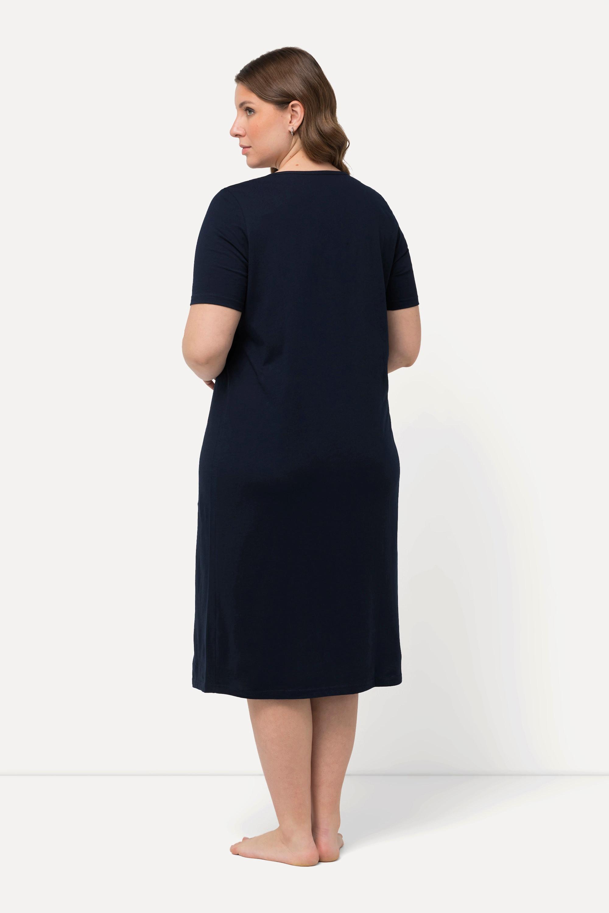 Ulla Popken Camicia da notte Pizzo Scollo Rettangolare Mezze Maniche  