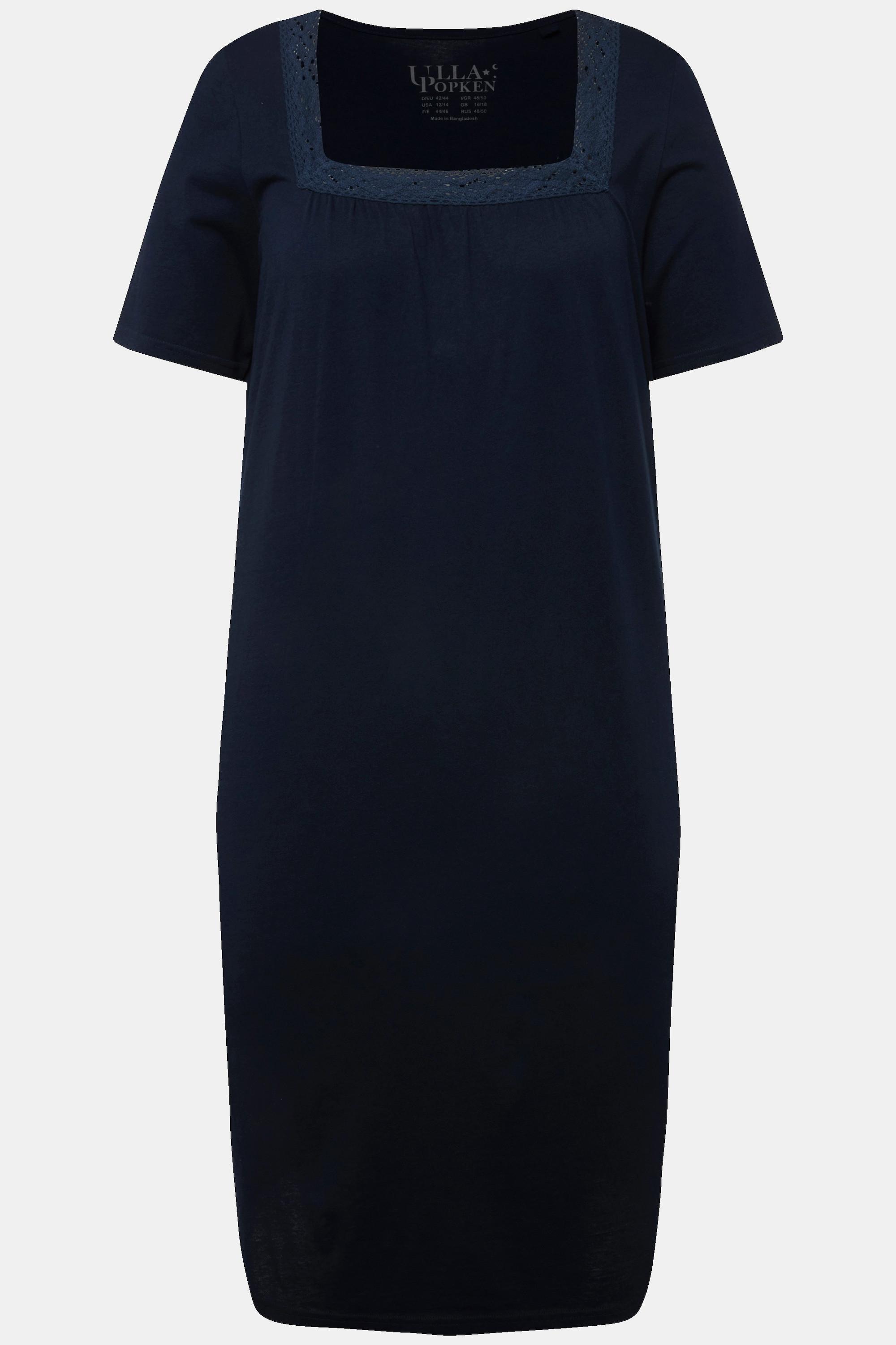 Ulla Popken Camicia da notte Pizzo Scollo Rettangolare Mezze Maniche  