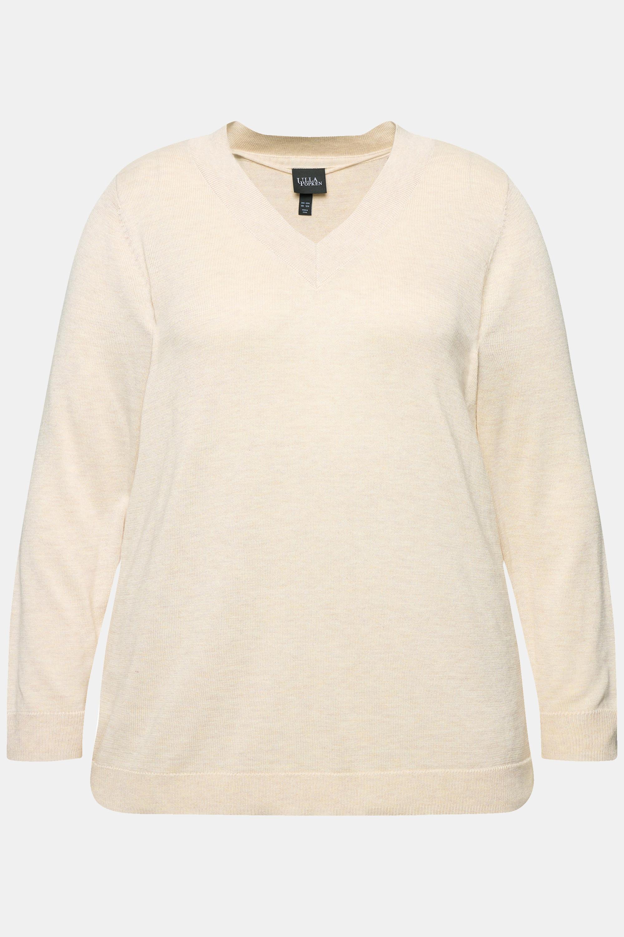 Ulla Popken  Pullover, V-Ausschnitt, Langarm, weicher Feinstrick 