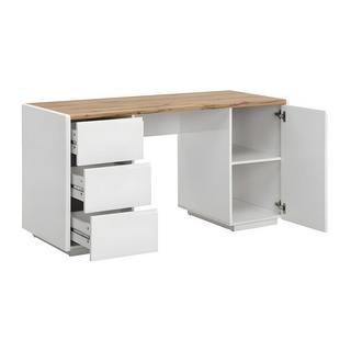 Vente-unique Schreibtisch mit 3 Schubladen 1 Tür MDF lackiert Eichefarben AMANI  