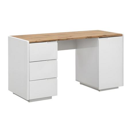 Vente-unique Schreibtisch mit 3 Schubladen 1 Tür MDF lackiert Eichefarben AMANI  