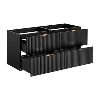 Vente-unique Meuble sous vasque noir strié - Noir - L120 cm - ZEVARA  