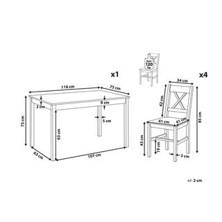 Beliani Ensemble de salle à manger 4 places en Bois de pin Scandinave MOANA  