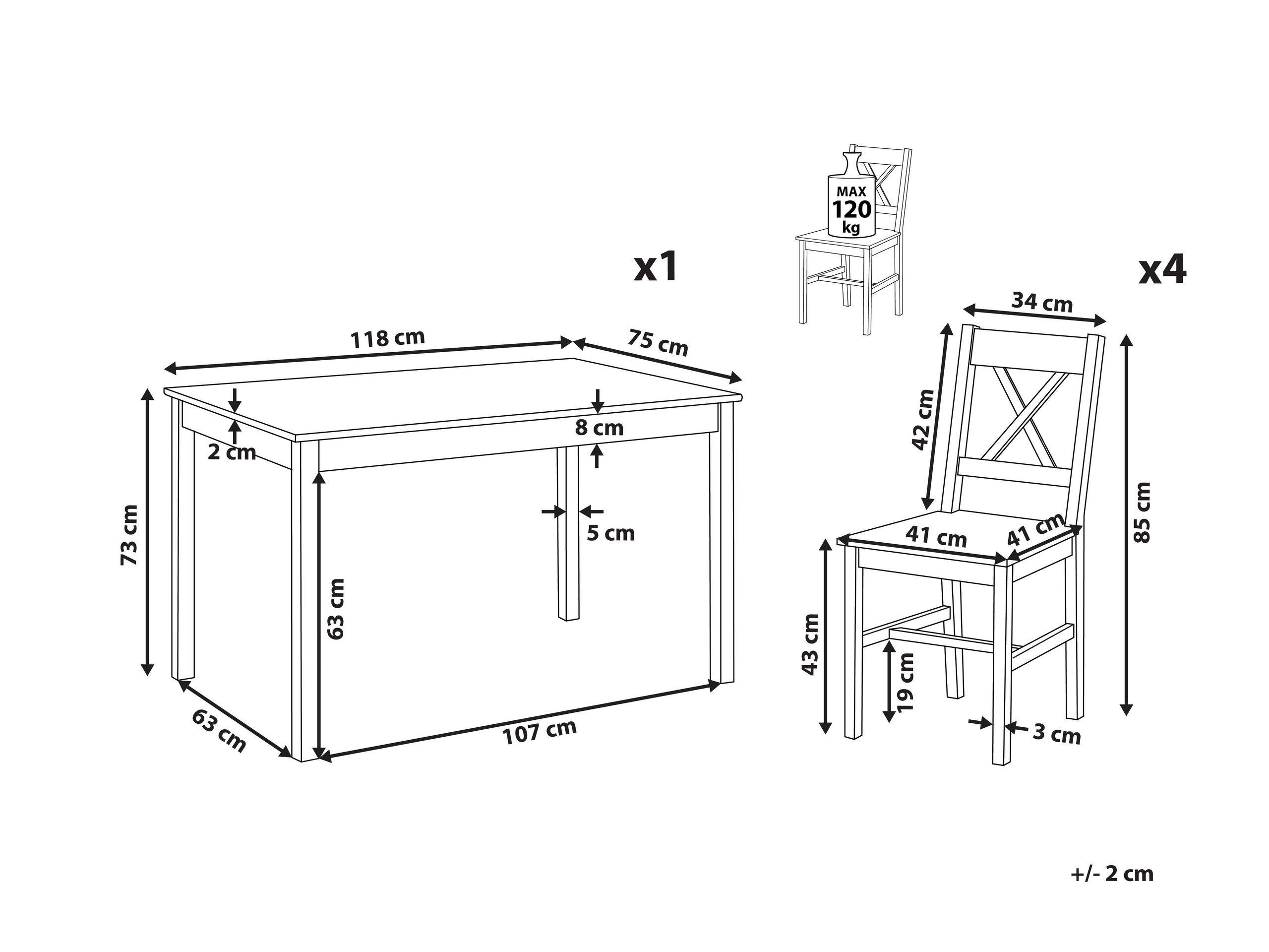 Beliani Set da pranzo en Legno di pino Scandinavo MOANA  