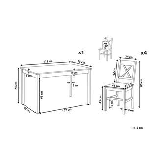 Beliani Esszimmer Set aus Kiefernholz Skandinavisch MOANA  