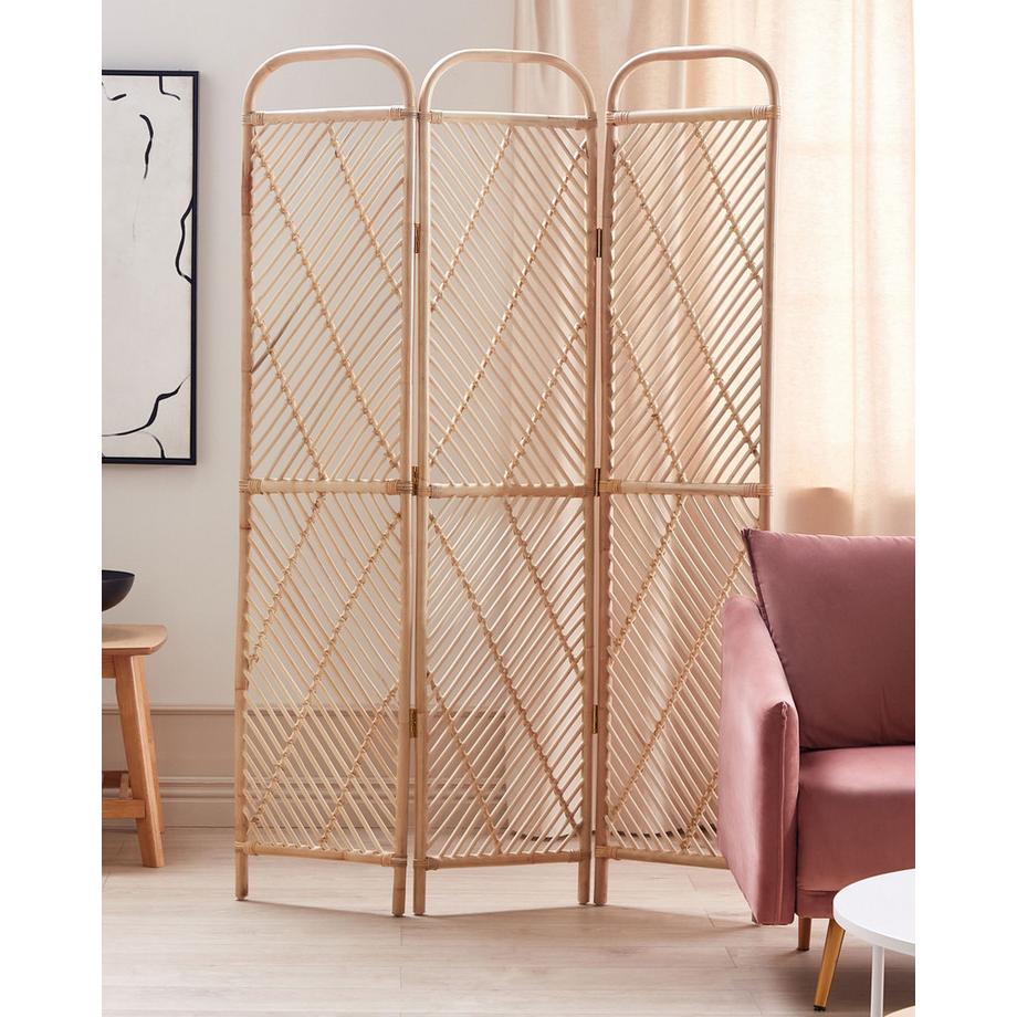 Beliani Séparateur de pièce à 3 panneaux en Rotin Boho COSENZA  