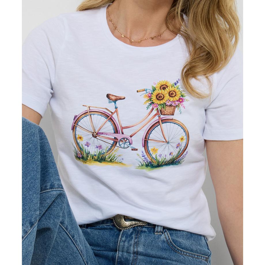 Joe Browns T-Shirt Sonnenblumen und Fahrradmotiv  