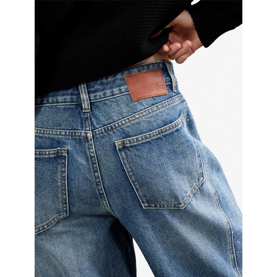 APRICOT Jean Ayla avec empiècements en strass en coupe tonneau  