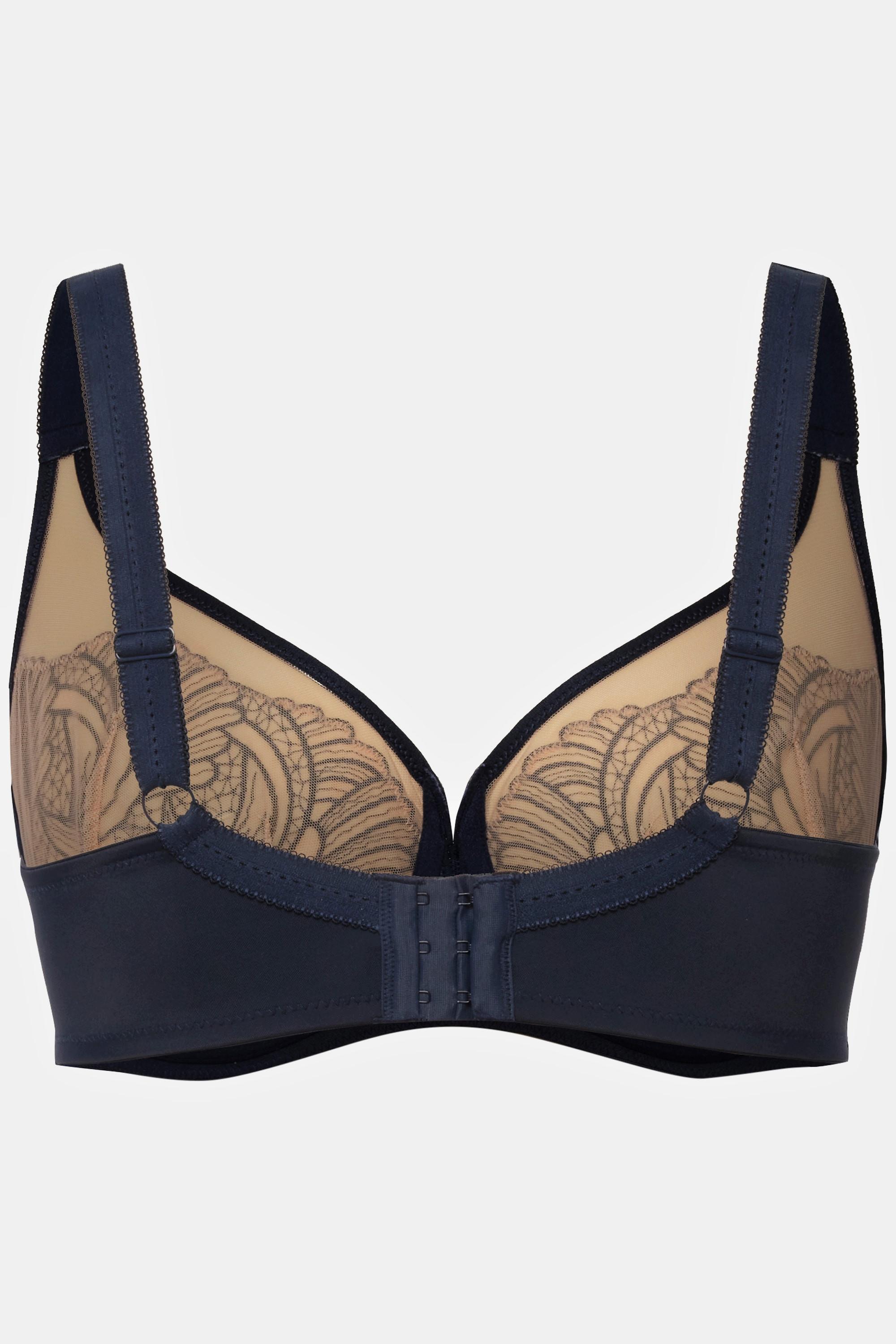 Ulla Popken  Soutien-gorge à armature, dentelle bicolore et perle, bonnet B - E 