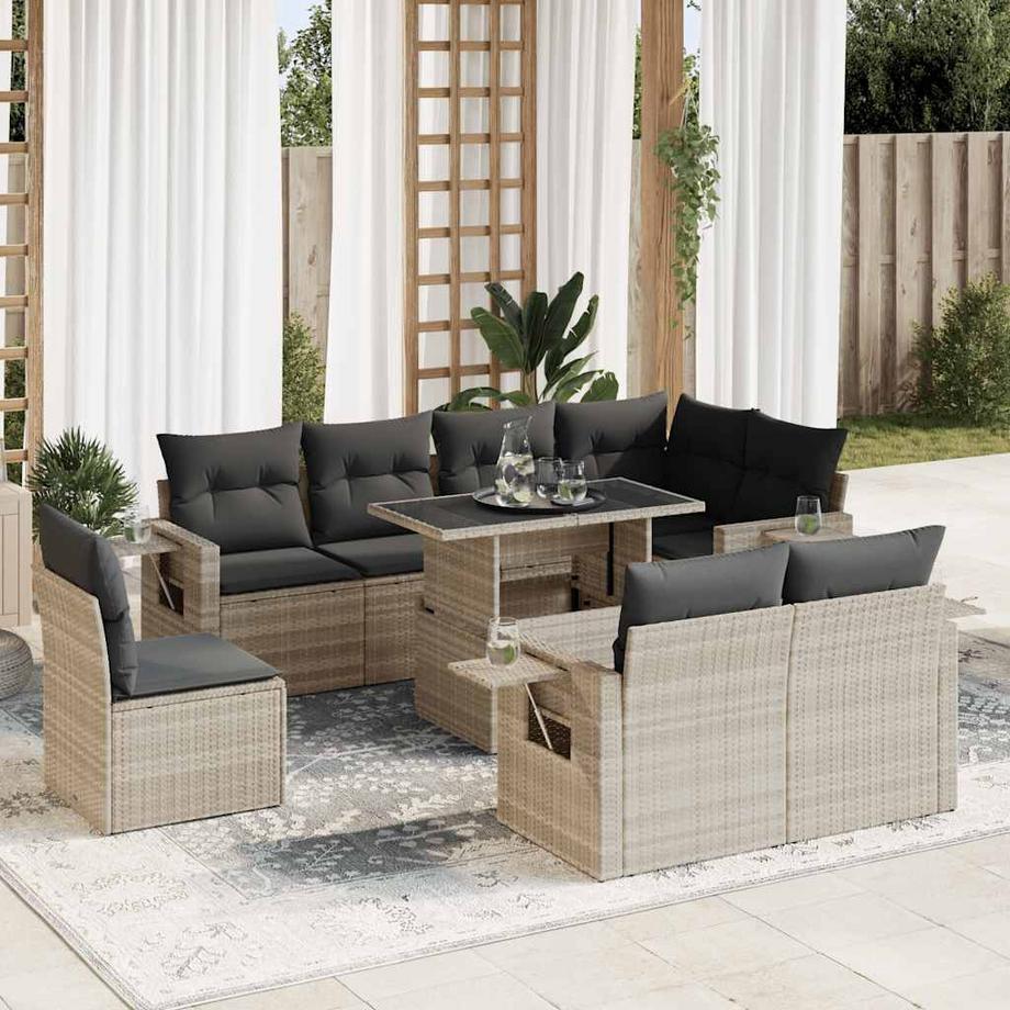 VidaXL set di divani da giardino Polirattan  