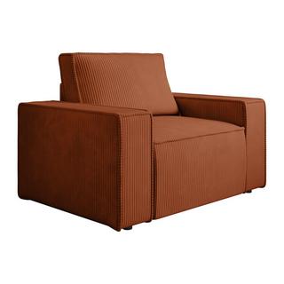 PASCAL MORABITO Fauteuil en velours côtelé terracotta AMELIA  