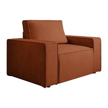 Fauteuil en velours côtelé terracotta AMELIA