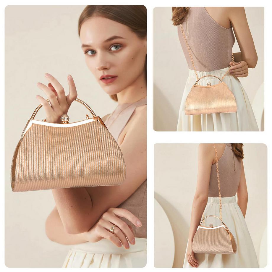 Only-bags.store Pochette Sac de Soirée avec Fermoir Strass et Chaîne Détachable  