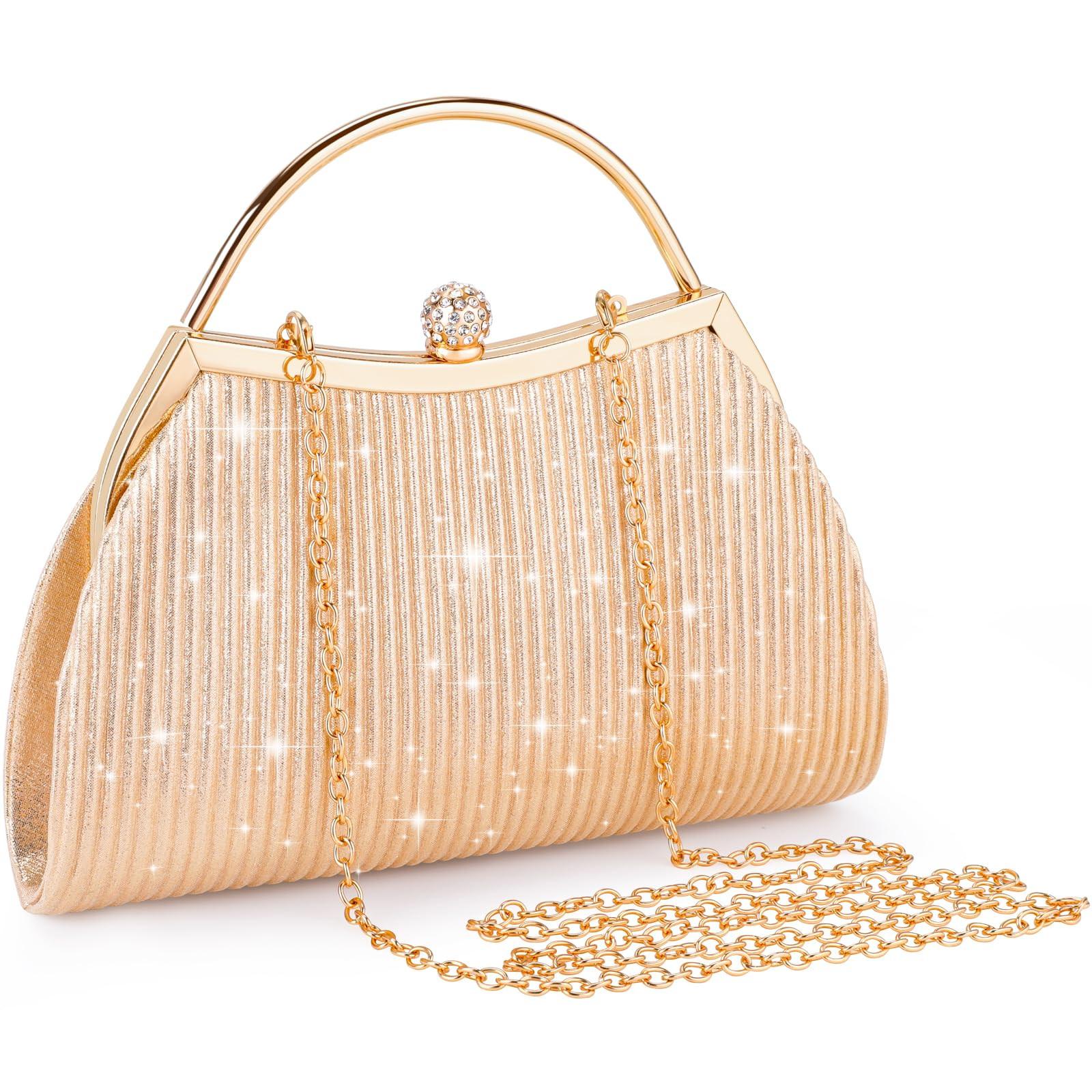 Only-bags.store Clutch, Abendtasche mit Strass-Verschluss und abnehmbarer Kette, Glitzertasche Kettentasche Clutch, Abendtasche mit Strass-Verschluss und abnehmbarer Kette, Glitzertasche Kettentasche 