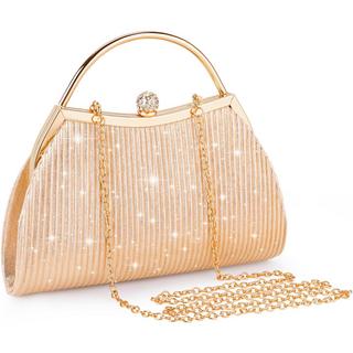 Only-bags.store Clutch, Abendtasche mit Strass-Verschluss und abnehmbarer Kette, Glitzertasche Kettentasche Clutch, Abendtasche mit Strass-Verschluss und abnehmbarer Kette, Glitzertasche Kettentasche 