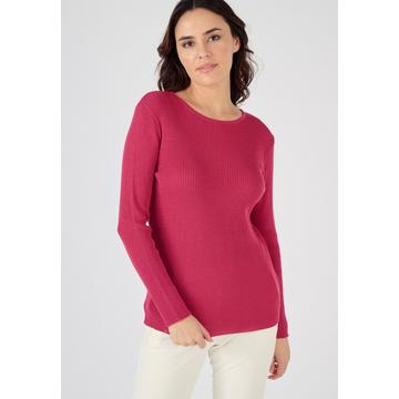 Pull-chaussette col rond unis et rayés, 50% laine mérinos.