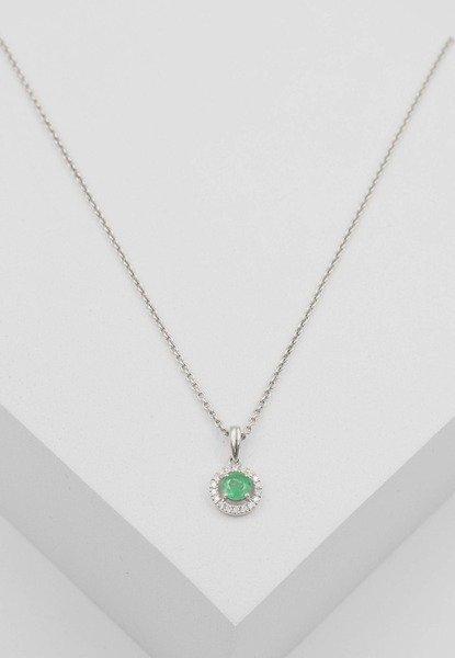 MUAU Schmuck  Anhänger Weissgold 750 Smaragd 0.26ct. Brillanten 0.07ct. 