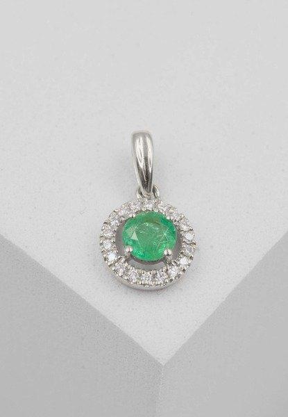 MUAU Schmuck  Anhänger Weissgold 750 Smaragd 0.26ct. Brillanten 0.07ct. 