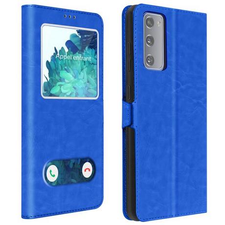 Avizar  Doppelfenster Cover Galaxy S20 FE Blau 