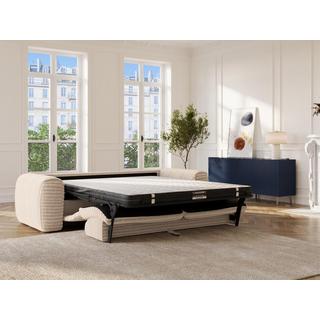Vente-unique Sofa 4-Sitzer mit Matratze - grob gerippter Cord - Beige - POGNIA  