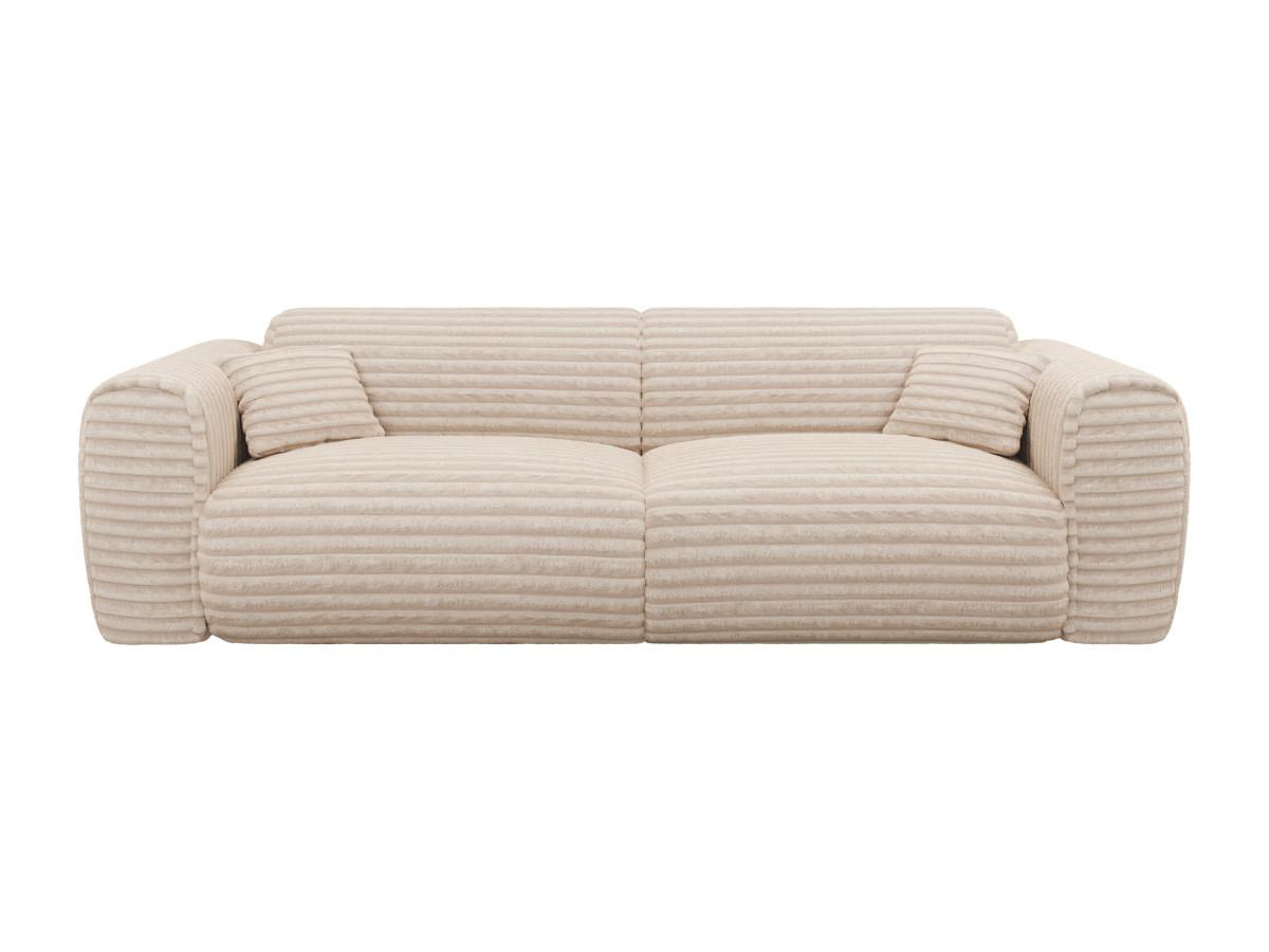 Vente-unique Sofa 4-Sitzer mit Matratze - grob gerippter Cord - Beige - POGNIA  