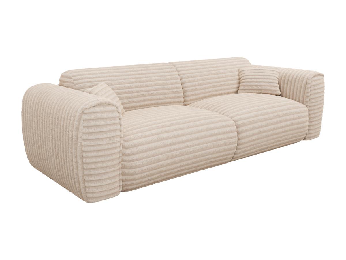 Vente-unique Sofa 4-Sitzer mit Matratze - grob gerippter Cord - Beige - POGNIA  