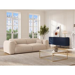 Vente-unique Sofa 4-Sitzer mit Matratze - grob gerippter Cord - Beige - POGNIA  