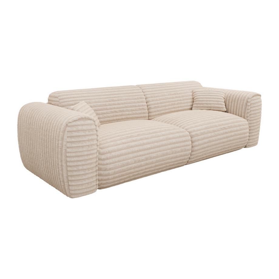 Sofa 4-Sitzer mit Matratze - grob gerippter Cord - Beige - POGNIA