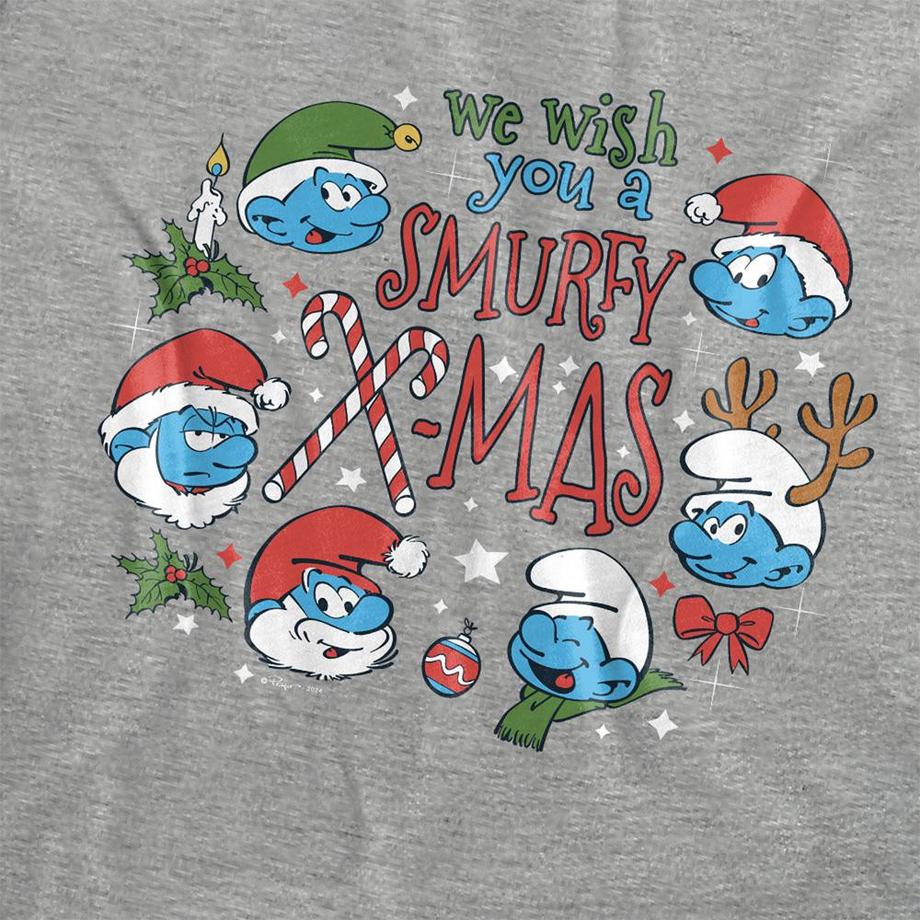 Puffi T-Shirt Stampa Grafica Smurfy Christmas  