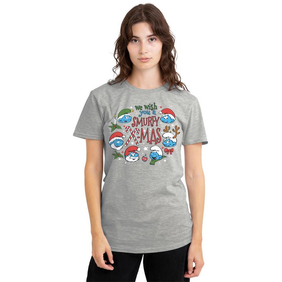 Puffi T-Shirt Stampa Grafica Smurfy Christmas  