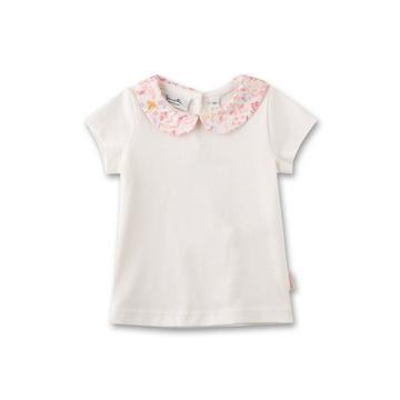 Baby Mädchen T-Shirt Off-White mit Bubi-Kragen