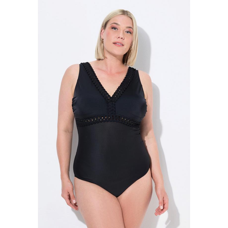 Ulla Popken Maillot de bain Galon Fantaisie Bonnets Souples Dos Plongeant  
