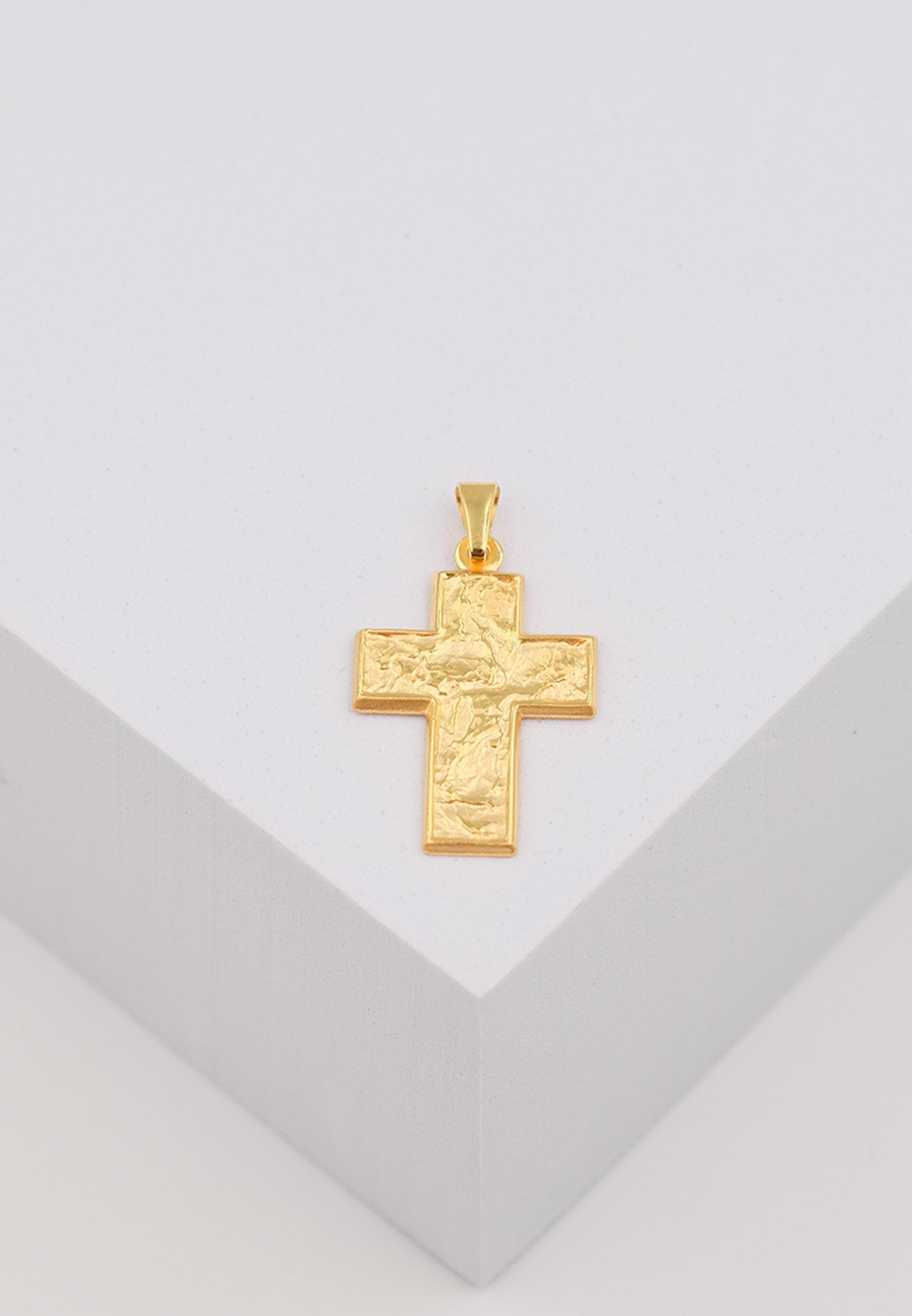 MUAU Schmuck  Anhänger Kreuz Gelbgold 750, 28x15mm 