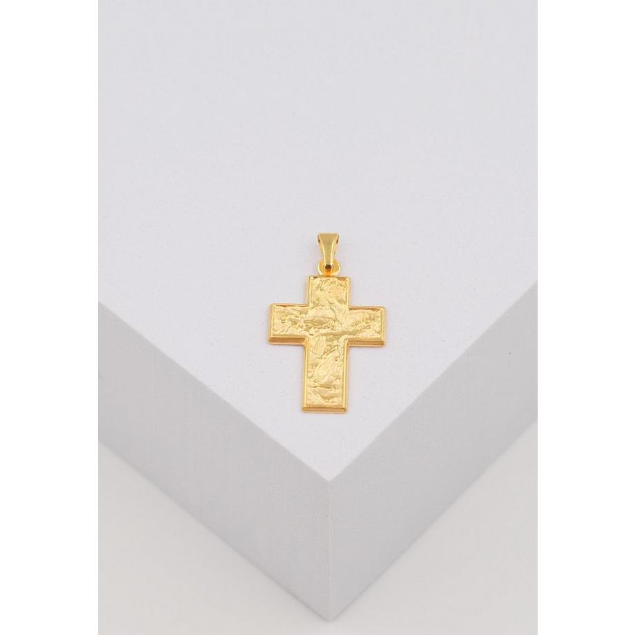 MUAU Schmuck  Anhänger Kreuz Gelbgold 750, 28x15mm 