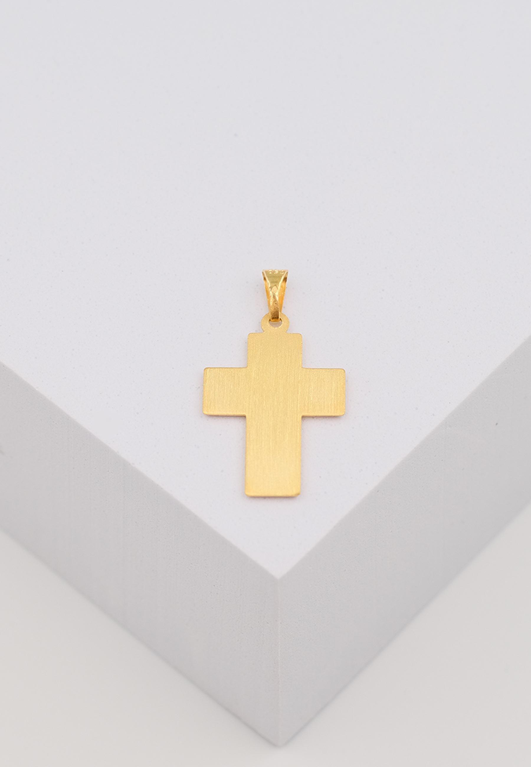 MUAU Schmuck  Anhänger Kreuz Gelbgold 750, 28x15mm 
