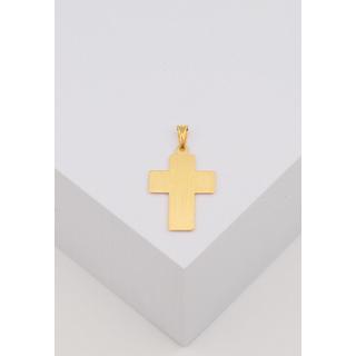 MUAU Schmuck  Anhänger Kreuz Gelbgold 750, 28x15mm 
