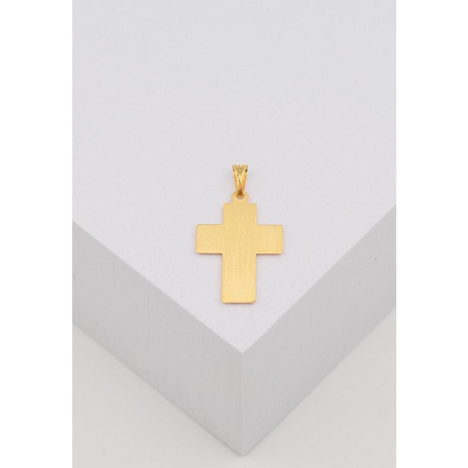 MUAU Schmuck  Anhänger Kreuz Gelbgold 750, 28x15mm 