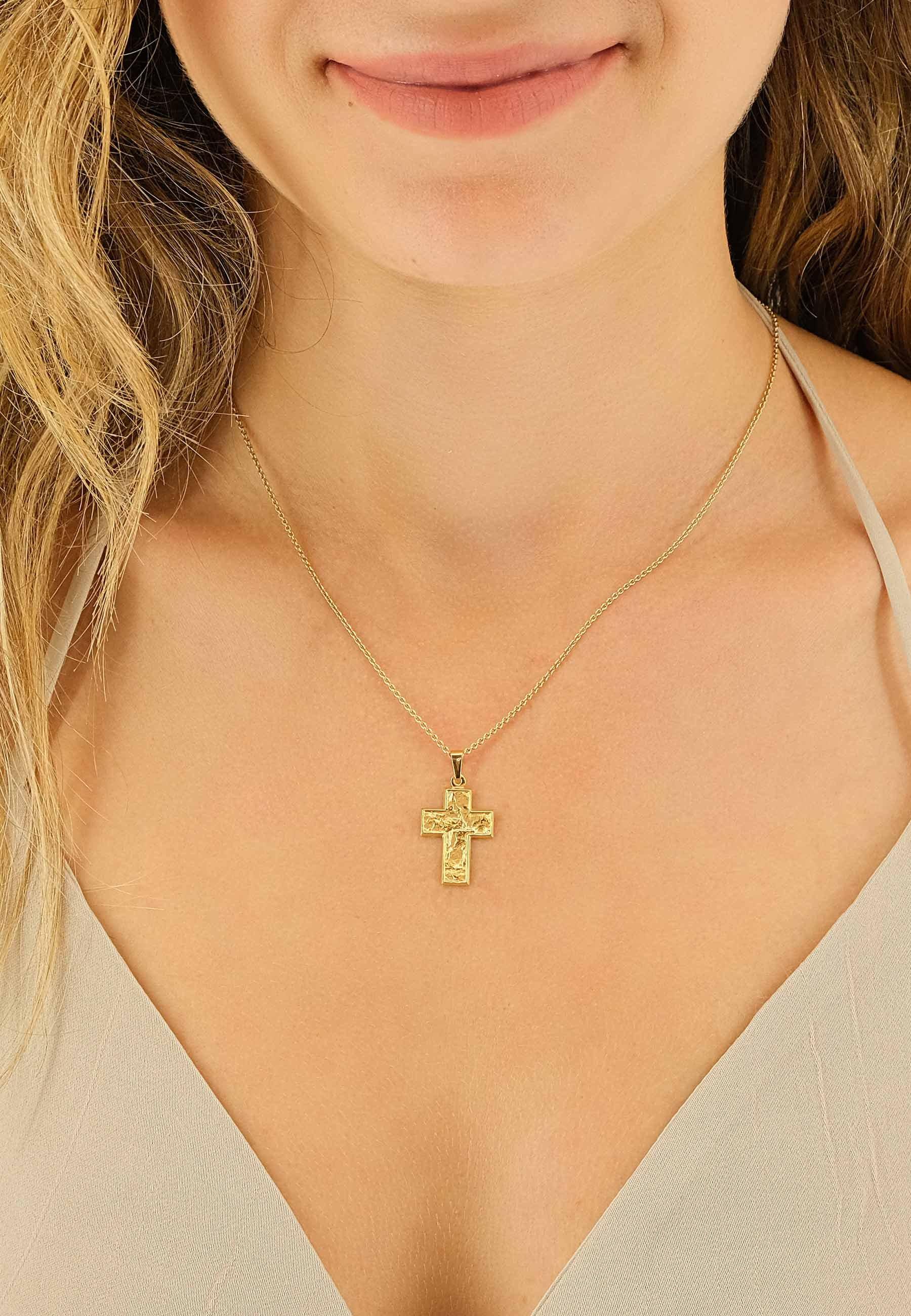 MUAU Schmuck  Anhänger Kreuz Gelbgold 750, 28x15mm 