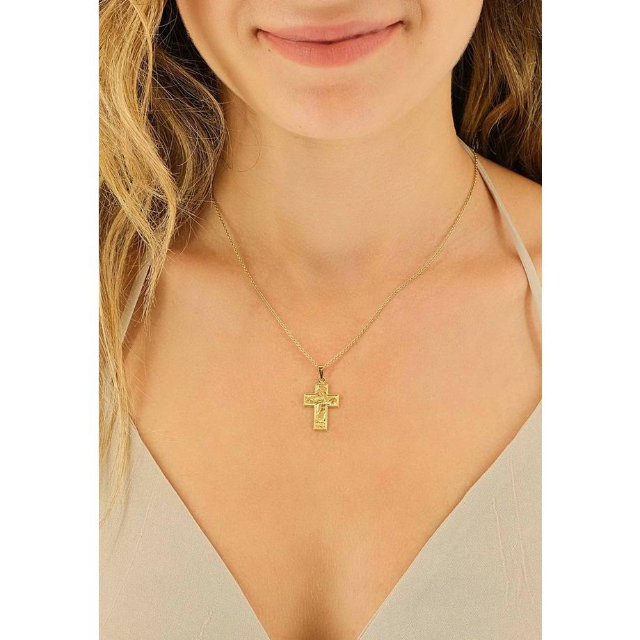 MUAU Schmuck  Anhänger Kreuz Gelbgold 750, 28x15mm 