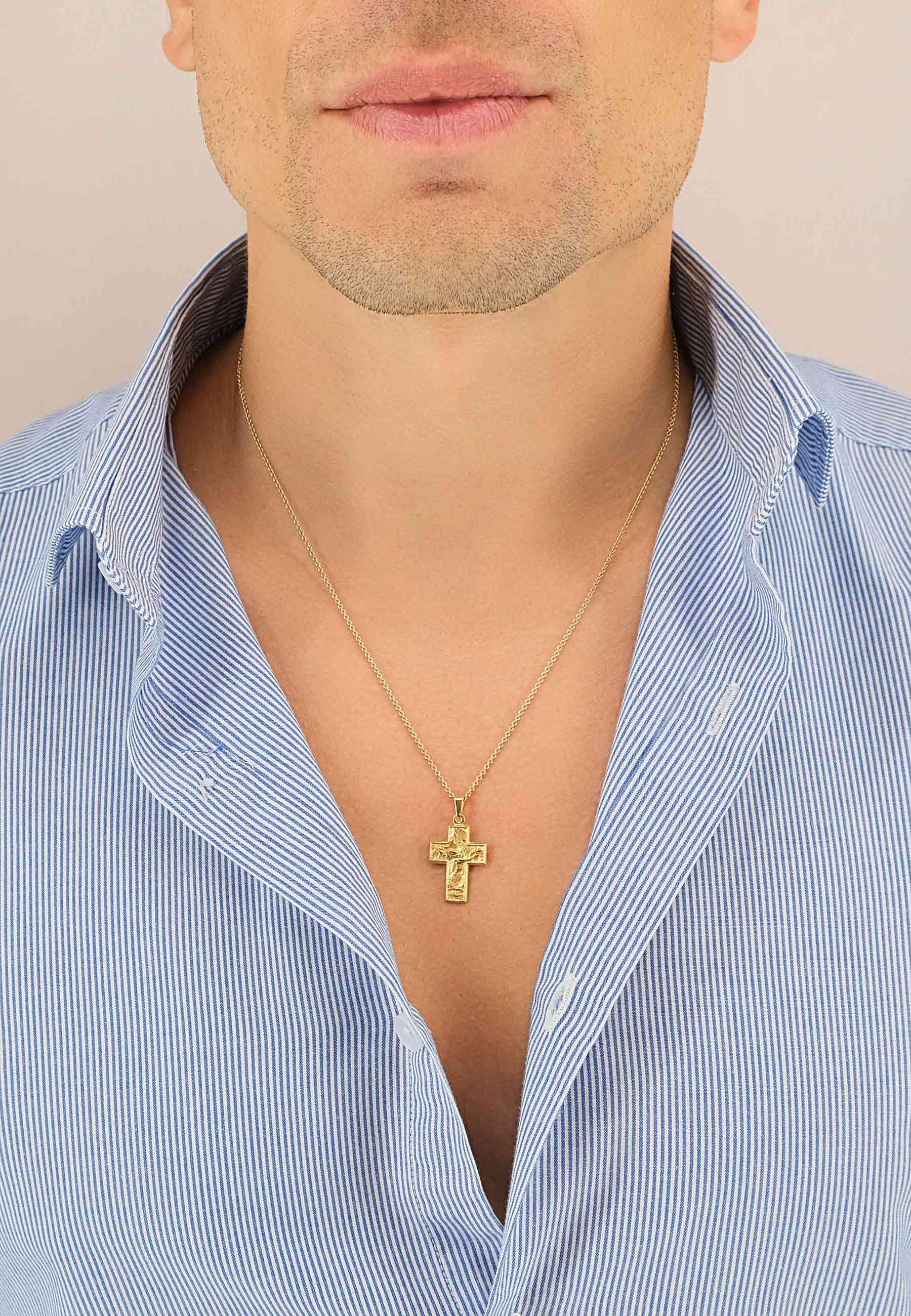 MUAU Schmuck  Anhänger Kreuz Gelbgold 750, 28x15mm 