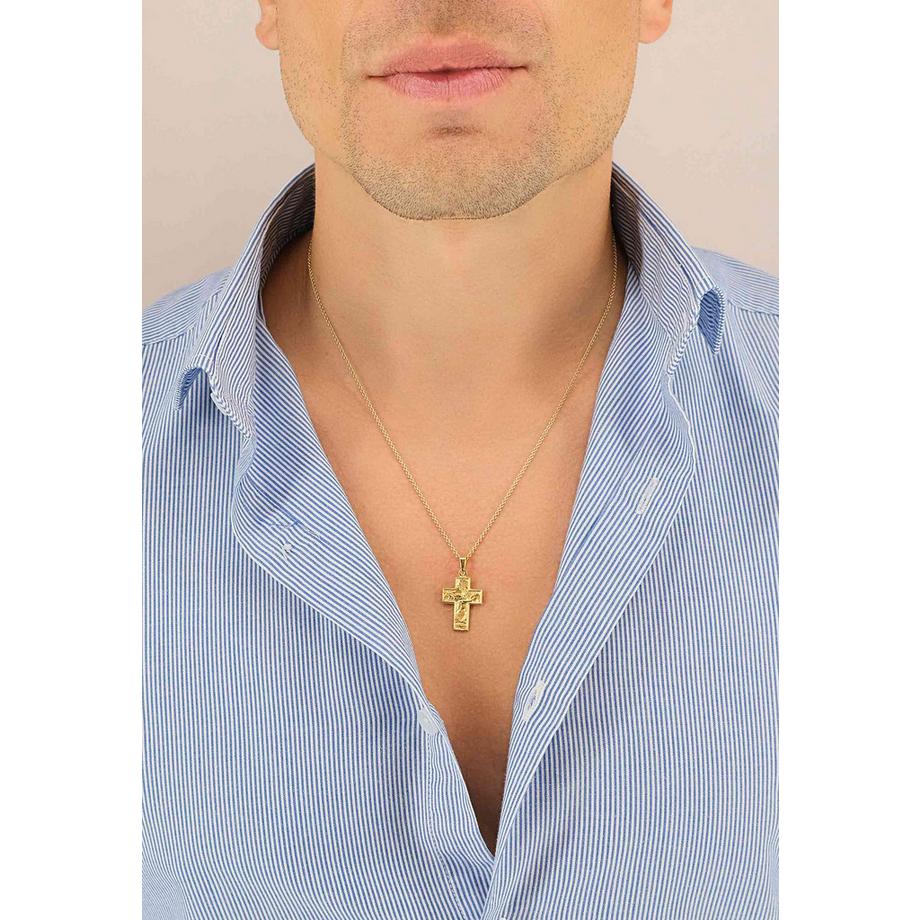 MUAU Schmuck  Anhänger Kreuz Gelbgold 750, 28x15mm 