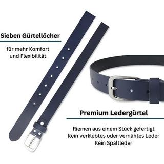 Only-bags.store  Ledergürtel, Gürtel, 3 cm breit, Navy 110-125 cm 