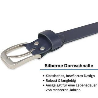 Only-bags.store  Ledergürtel, Gürtel, 3 cm breit, Navy 110-125 cm 
