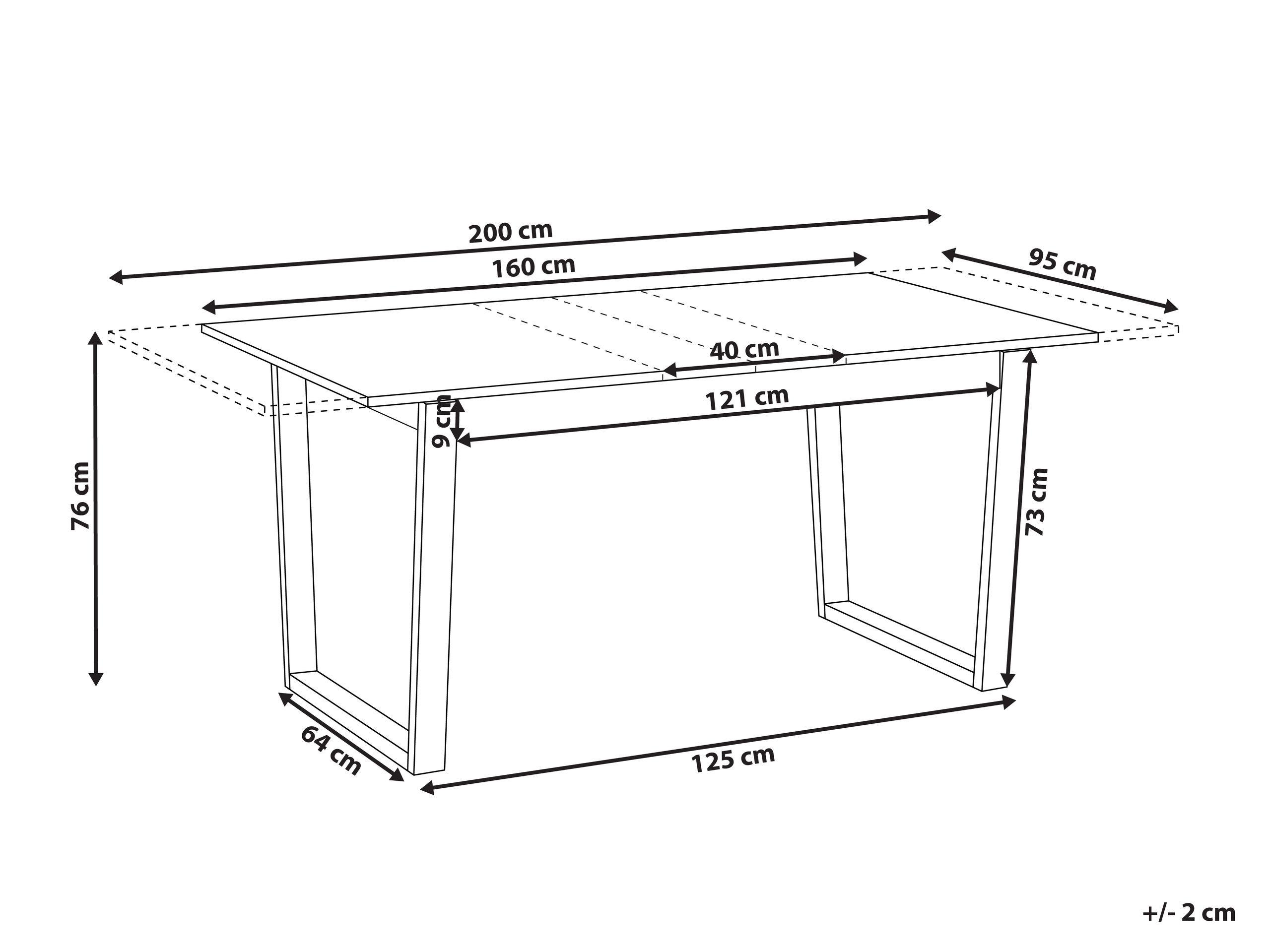 Beliani Ausziehbarer Esstisch aus MDF-Platte Rustikal CAMDEN  