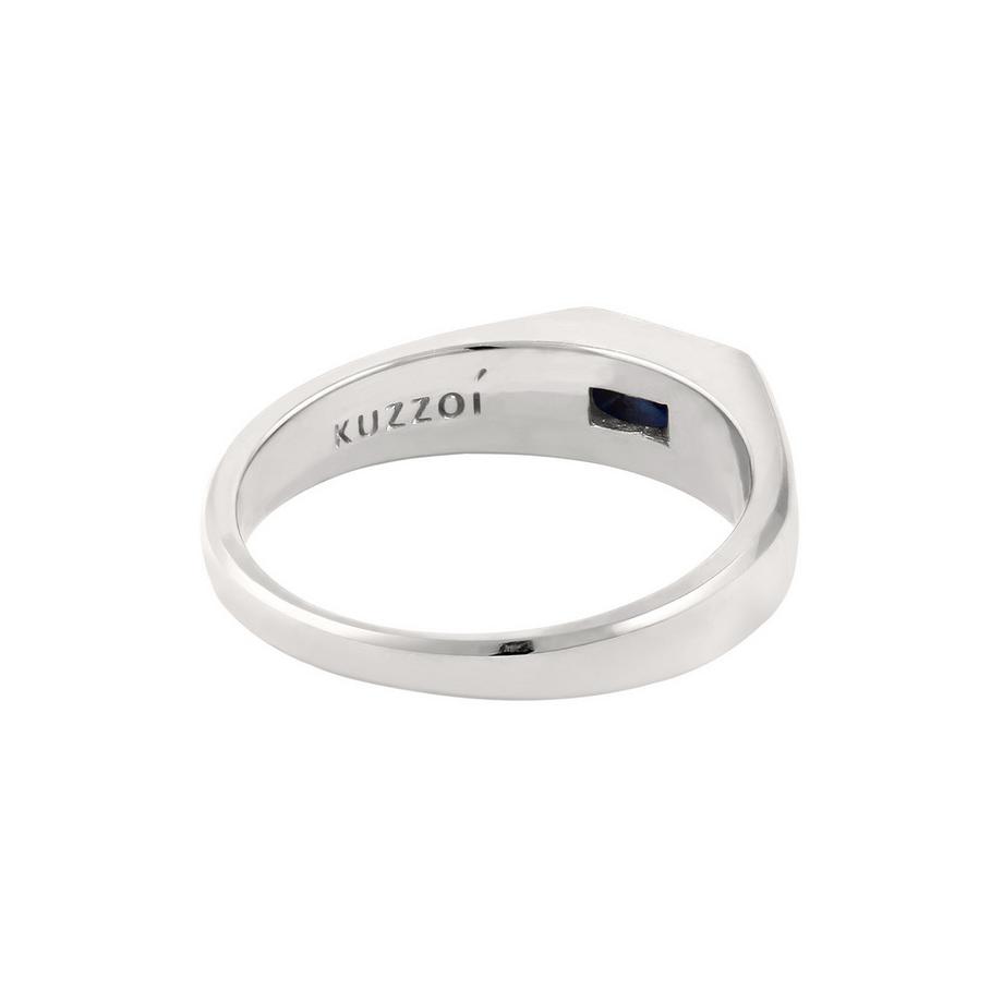 Kuzzoi  Bague Bague Signet Rectangle Saphir Synthétique 925 Sterling Silver 
