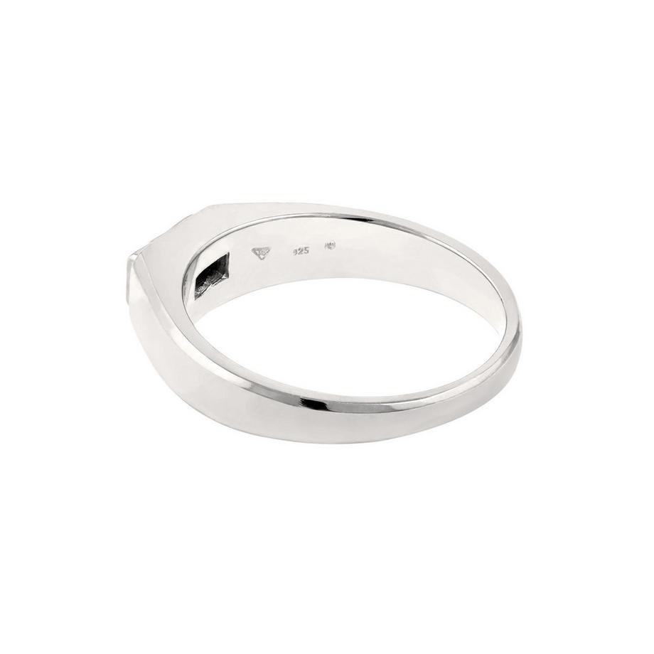 Kuzzoi  Bague Bague Signet Rectangle Saphir Synthétique 925 Sterling Silver 